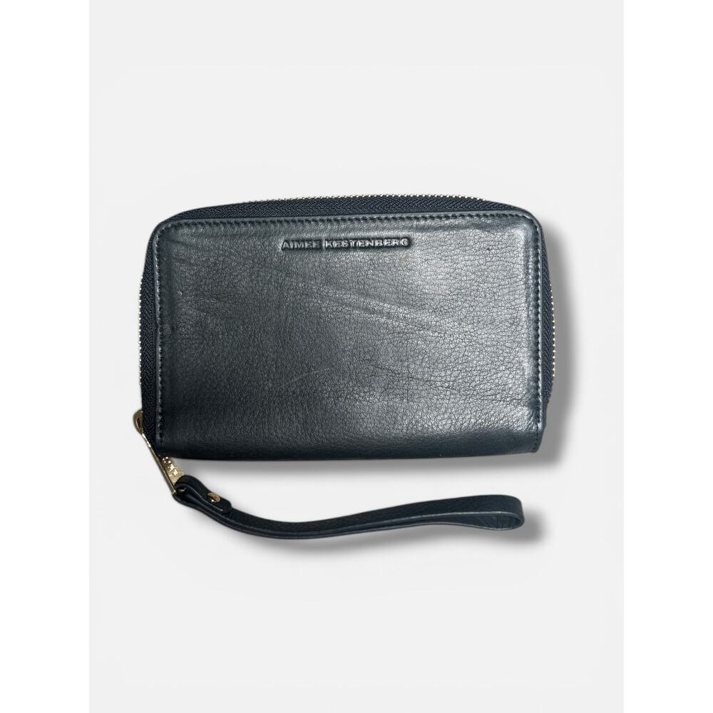 Aimee Kestenberg Dixon Black Leather Zip Around Wallet Wristlet